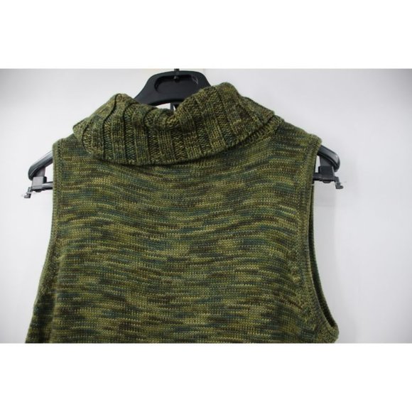Calvin Klein Sweater Dress Women's M Acrylic Sleeveless Green Turtleneck pockets - Picture 5 of 10